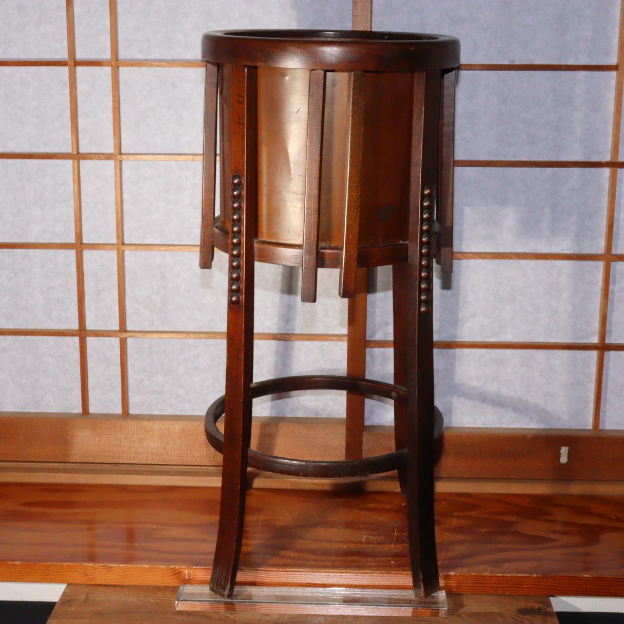 Japanese Antique Folk art Wooden Copper Large brazier Hibachi Hiire Stand BOS779