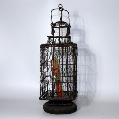 Japanese Antique Iron hanging lantern Toro Candlestick Temple Buddhism BOS845