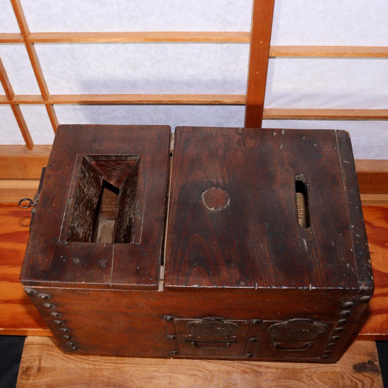 Japanese Antique wooden Money Box Zenibako Senryobako Tansu Chest drawer WBX221