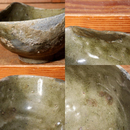 Japanese Antique Ao Karatsu pottery Tea bowl Early 17th century PCP190