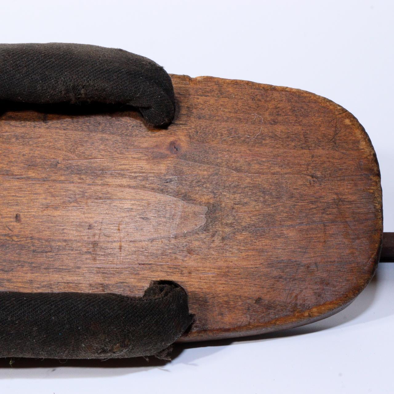 Antique Ice skating shoes wooden Geta Clogs Skates Japanese blacksm Signed WO376