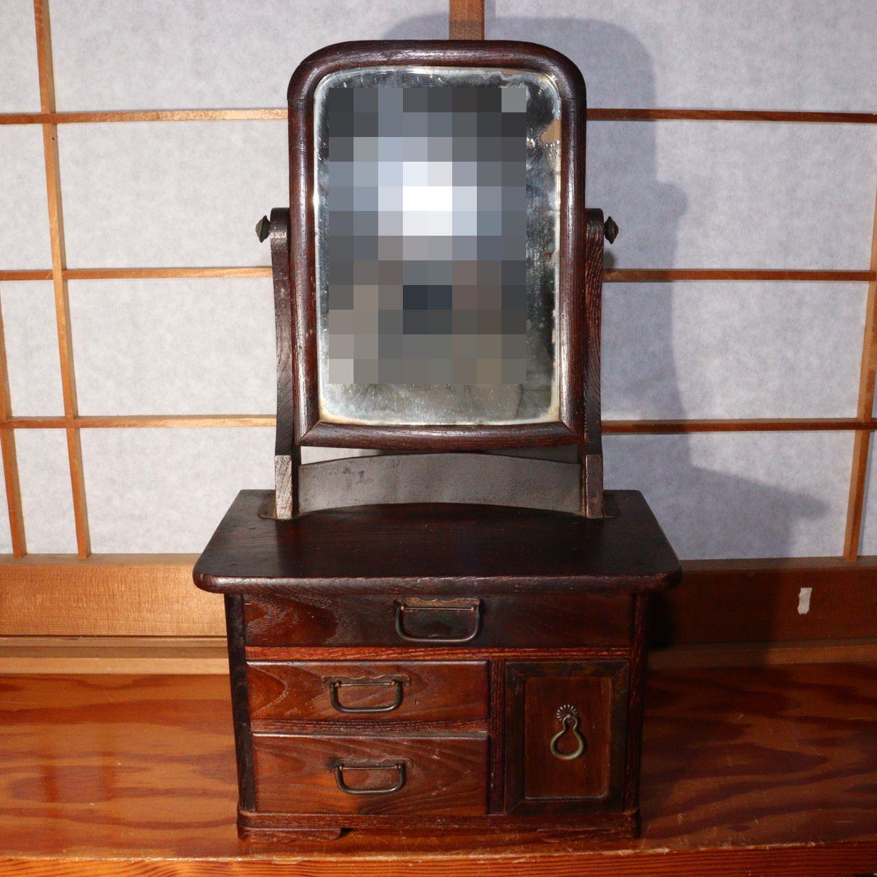 Japanese wooden Dresser Mirror stand storage box Storage Shelves drawer WO272
