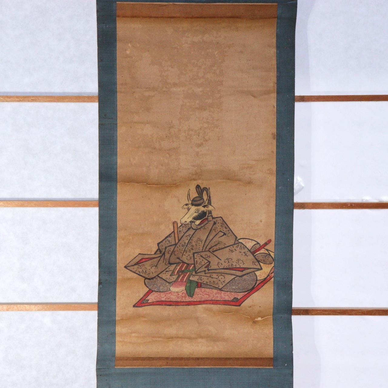 Japanese Antique Gozu Tennō Kakejiku hanging scroll Shinto Buddhist art ASO316