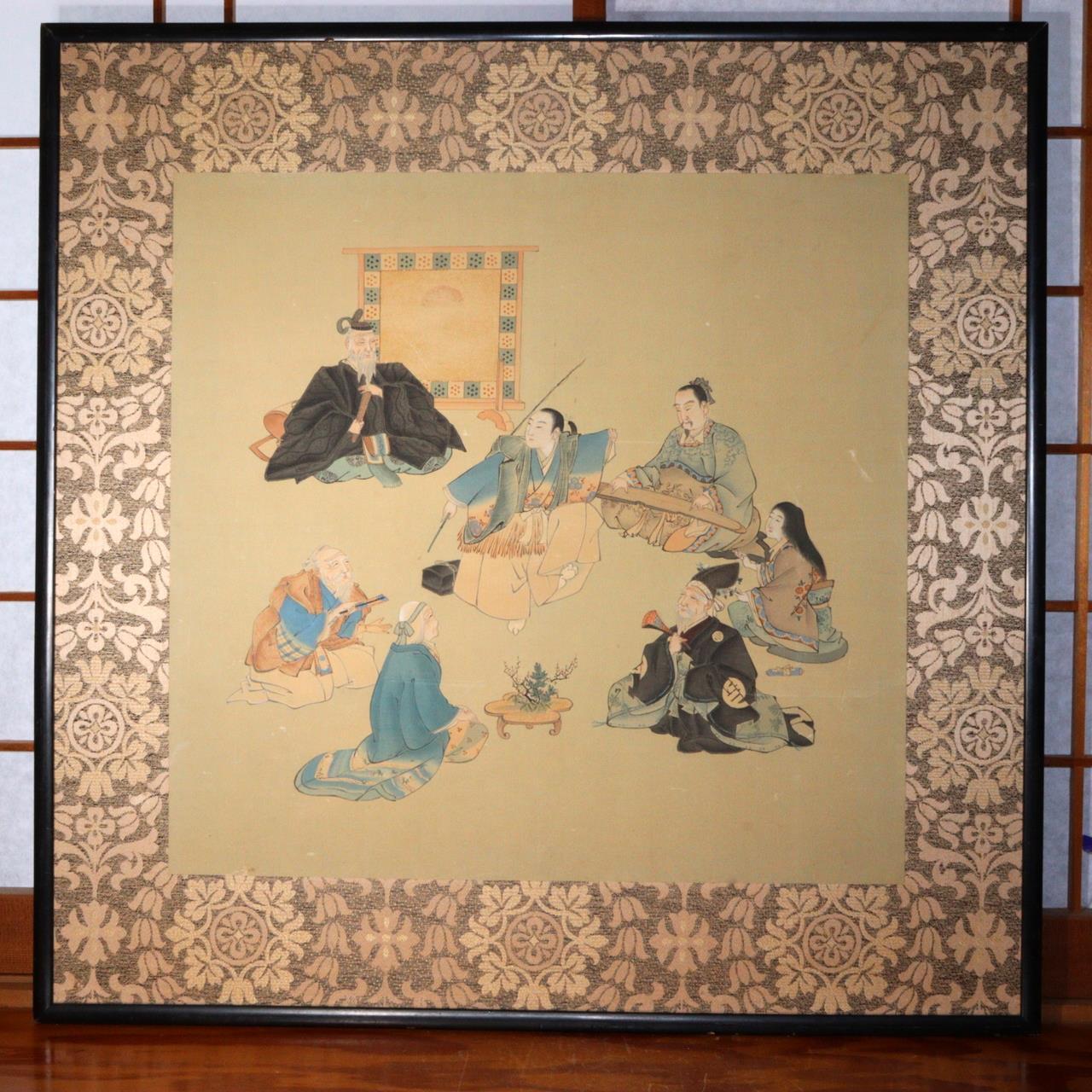 Handwritten Antique Japanese Byobu Folding Screen picture Urashima Taro VG340