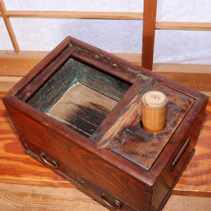 Japanese Antique wooden Tabacco bon Tonyabon Hibachi drawer British Navy WO281