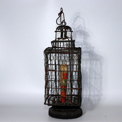 Japanese Antique Iron hanging lantern Toro Candlestick Temple Buddhism BOS845