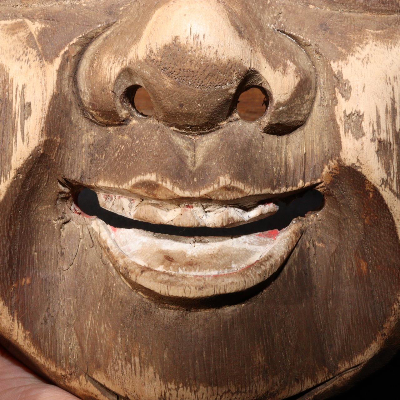 Japanese Antique wooden Noh mask Kyogen Edo Period MSK454