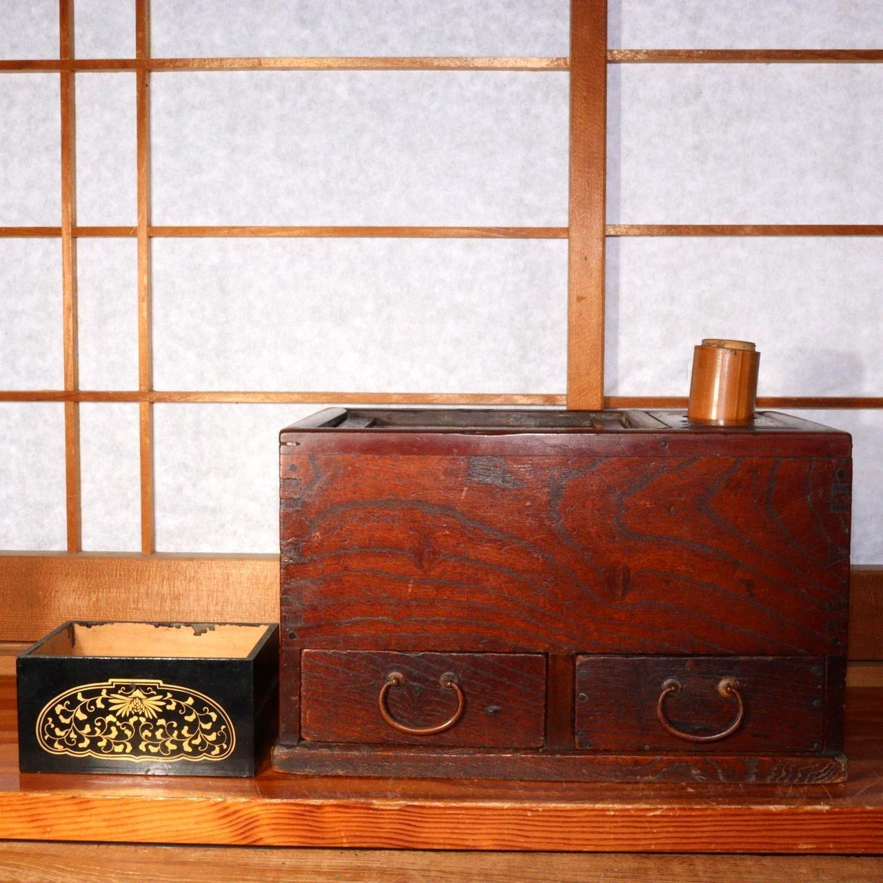 Japanese Antique wooden Tabacco bon Tonyabon Hibachi drawer British Navy WO281