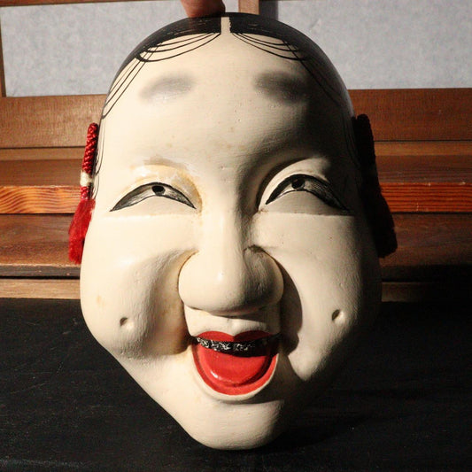 Japanese wooden Kyogen Noh Mask Fukure Okame Otogoze Oto MSK406