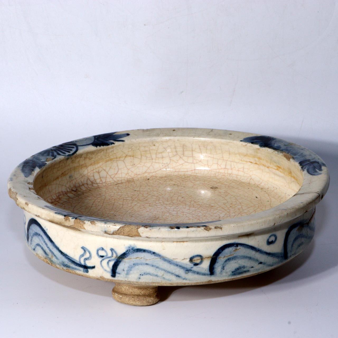 Japanese Seto Mino Pottery Flower Vase Plate Suiban Water basin signed PCP210