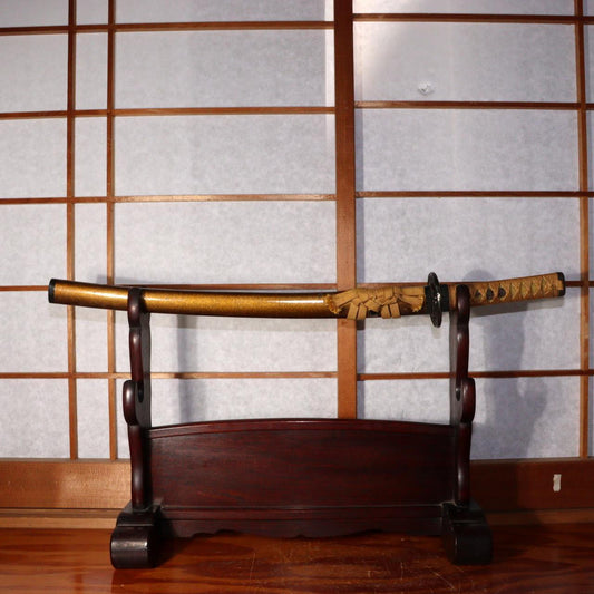 Japanese wooden Sword Rack Stand Hard wood Two swords SWR329