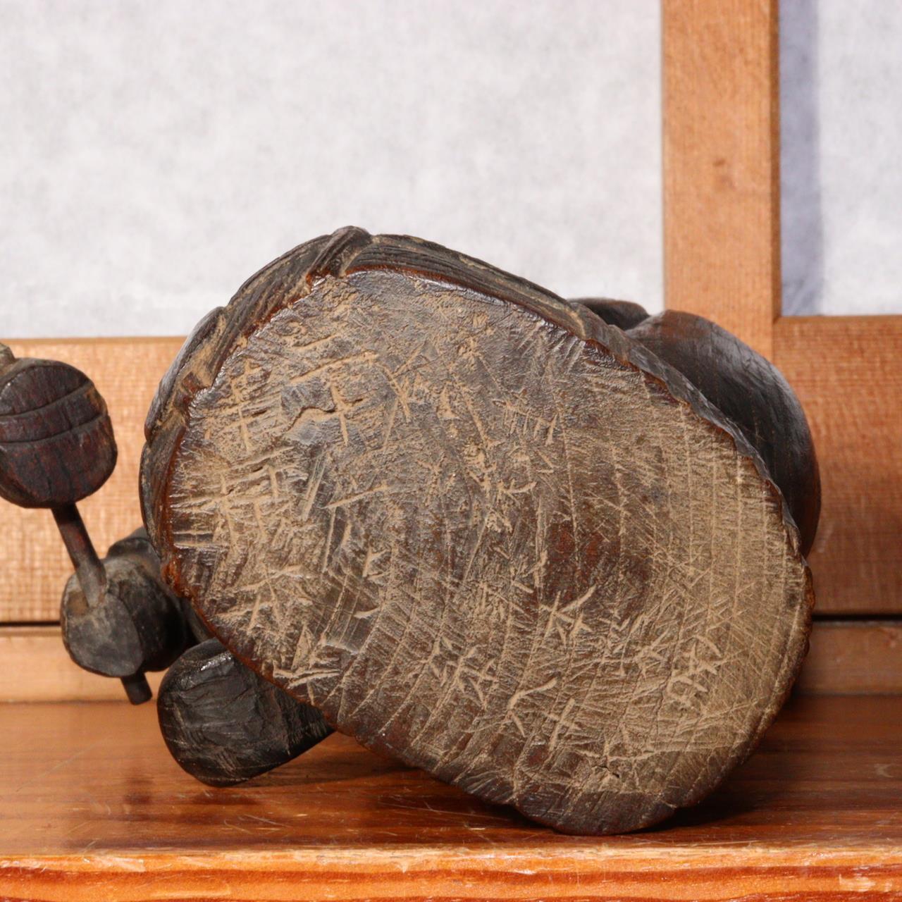 Japanese wooden Daikokuten Buddha statue Shinto Meiji period Folk art WB173