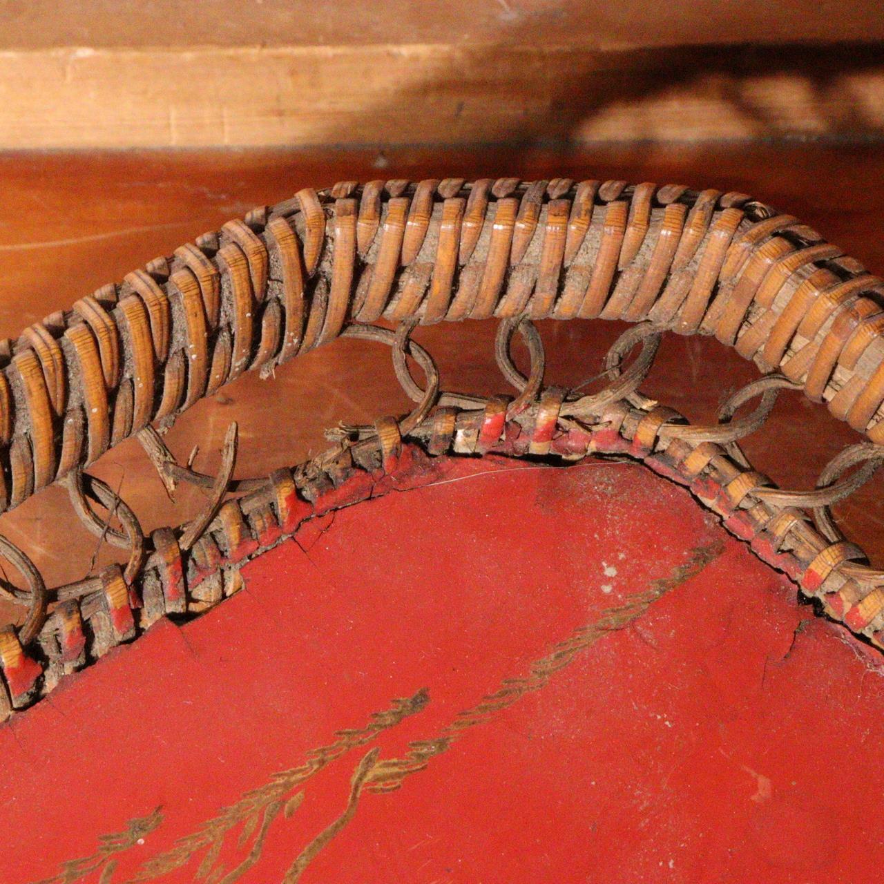 Antique wooden Okinawa Ryukyu Bon Red lacquer Makie square tray Japanese WBX238