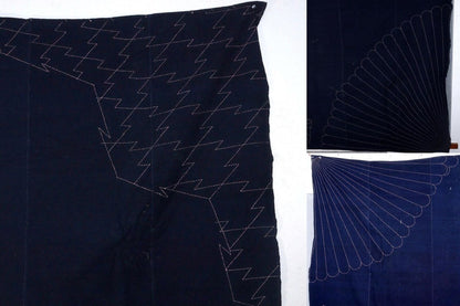 Japanese Antique Sashiko Fabric Aizome Furoshiki embroidery Boro Kire BRKW119-2