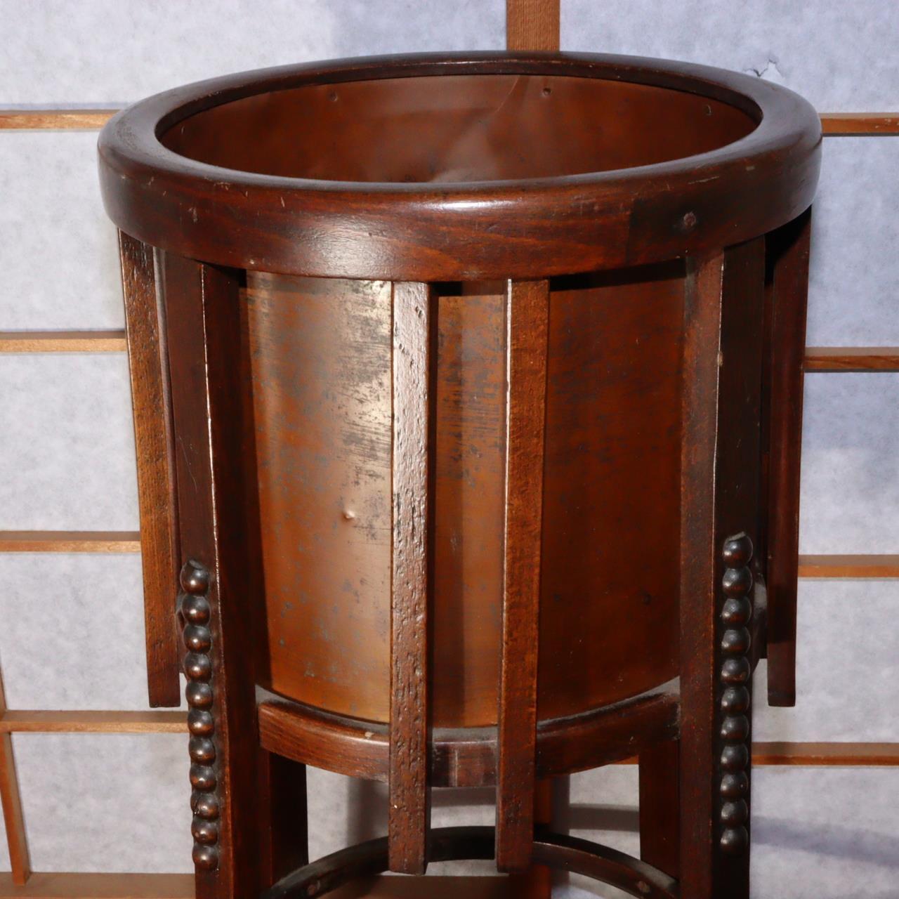 Japanese Antique Folk art Wooden Copper Large brazier Hibachi Hiire Stand BOS779