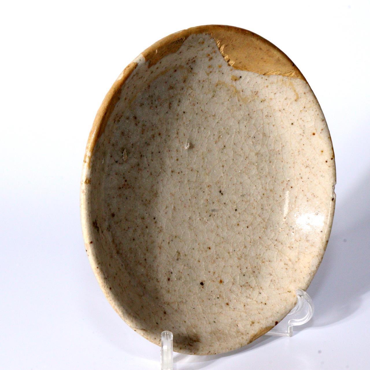 Japanese Antique Shino ware small plate Pottery Ceramic Early Edo Period