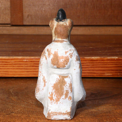 Japanese Antique Clay Doll Fox Inari Kannush Figure Kitsune Shinto Akasaka PO39