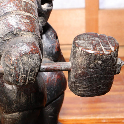 Japanese wooden Daikokuten Buddha statue Shinto Meiji period Folk art WB173