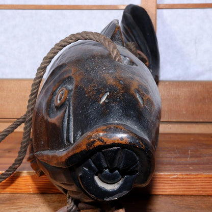 Japanese wooden Jizai kagi carp Carved Irori Fireplace JZI103