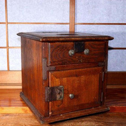 Japanese Antique Safe cash register wooden Money Box Chest drawer WBX229