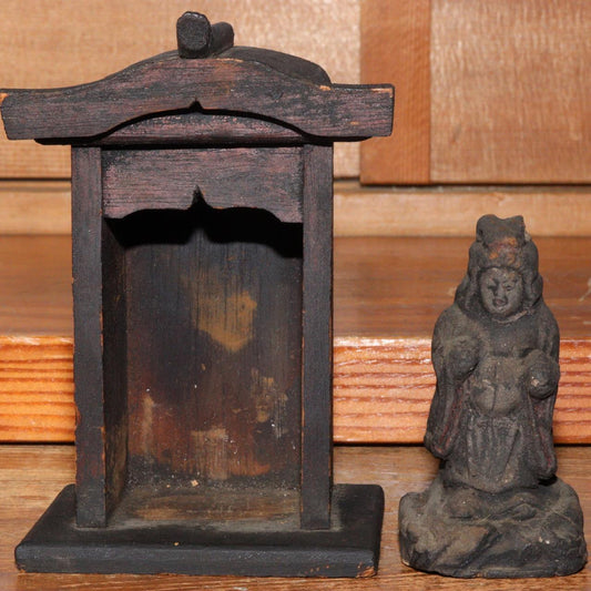 Japanese Antique Wooden Bodhisattva Kannon Buddha statue Edo period WB174