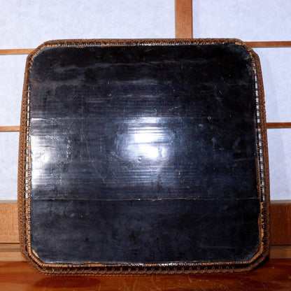 Antique wooden Okinawa Ryukyu Bon Red lacquer Makie square tray Japanese WBX238