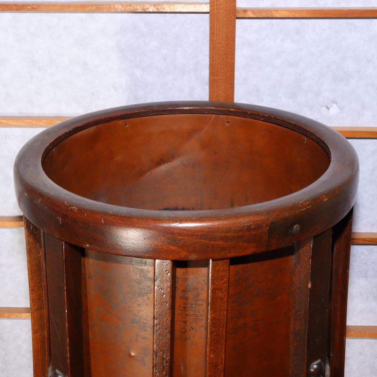 Japanese Antique Folk art Wooden Copper Large brazier Hibachi Hiire Stand BOS779