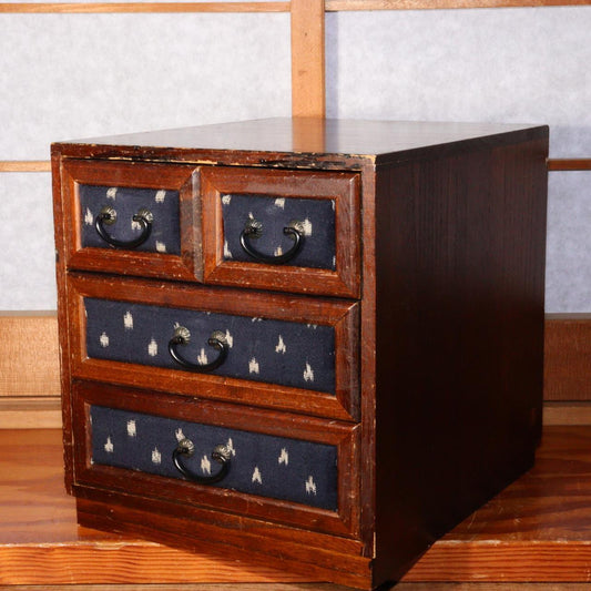 Japanese Wooden Tansu box Chest of drawers signed Showa WBX217