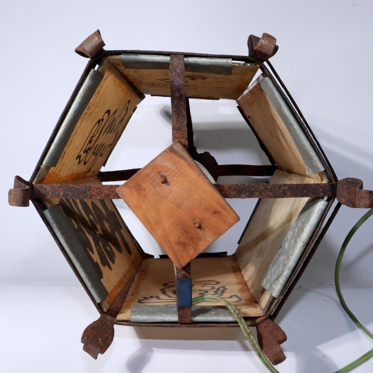 Japanese Iron Hexagonal Hanging lantern Andon Lamp temple Buddhism BOS858