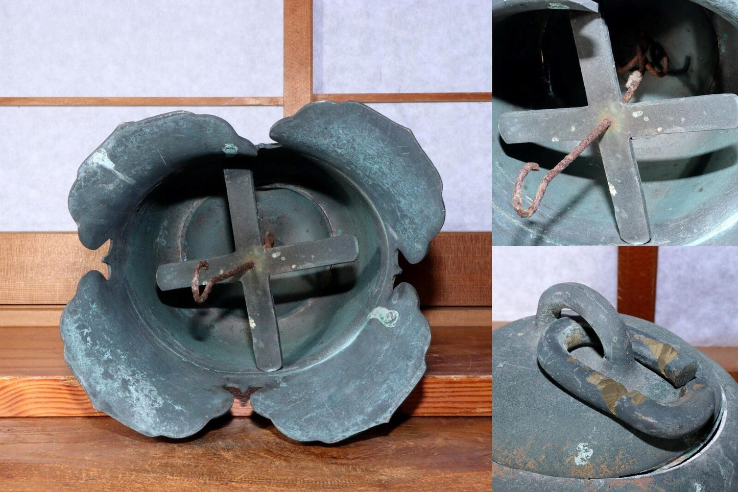 Japanese Antique Bronze Pair Hanging bell Temple Buddhist BOS816