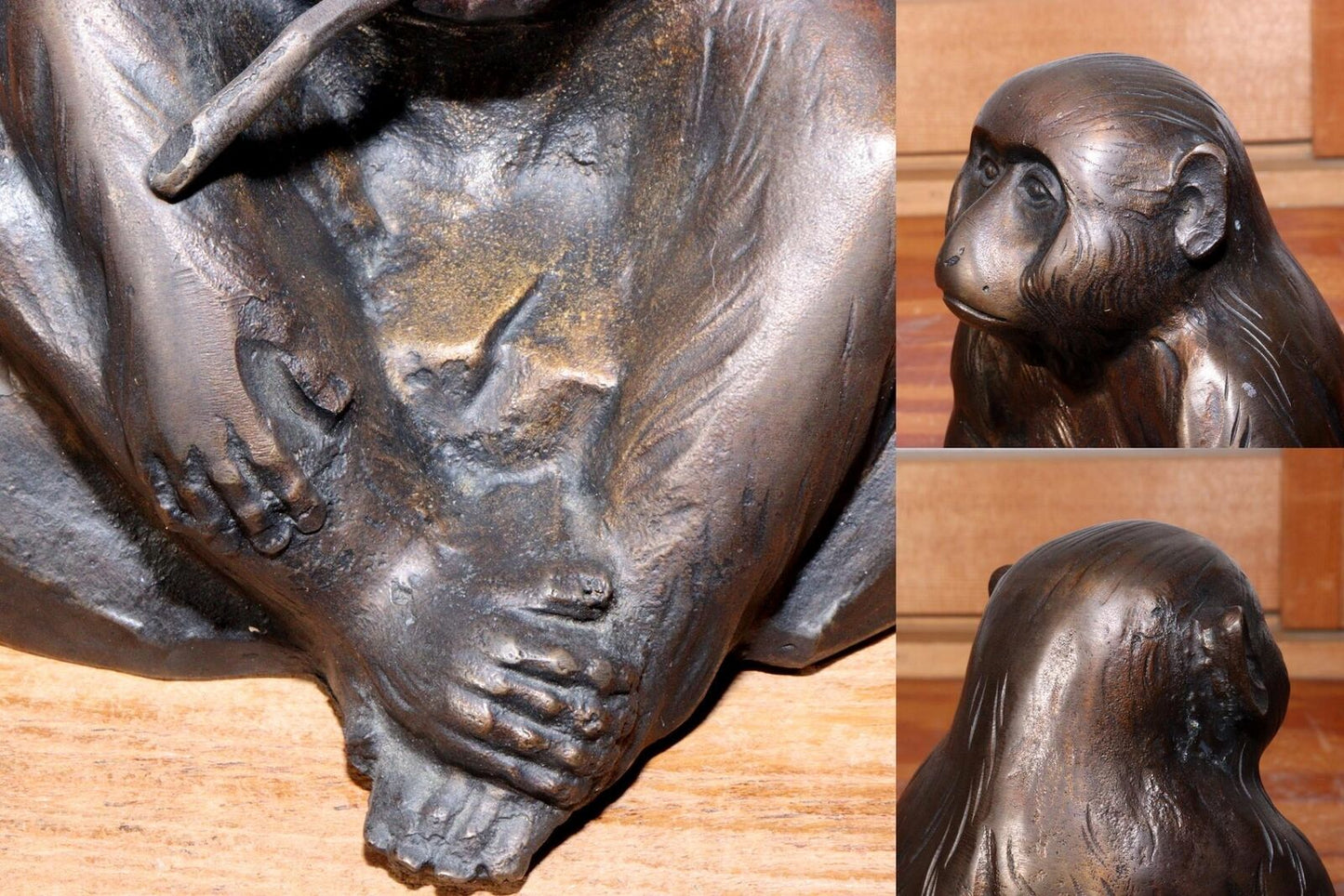 Kansui Watanabe Nitten artist Monkey Bronze statue ornament Japanese BOS804