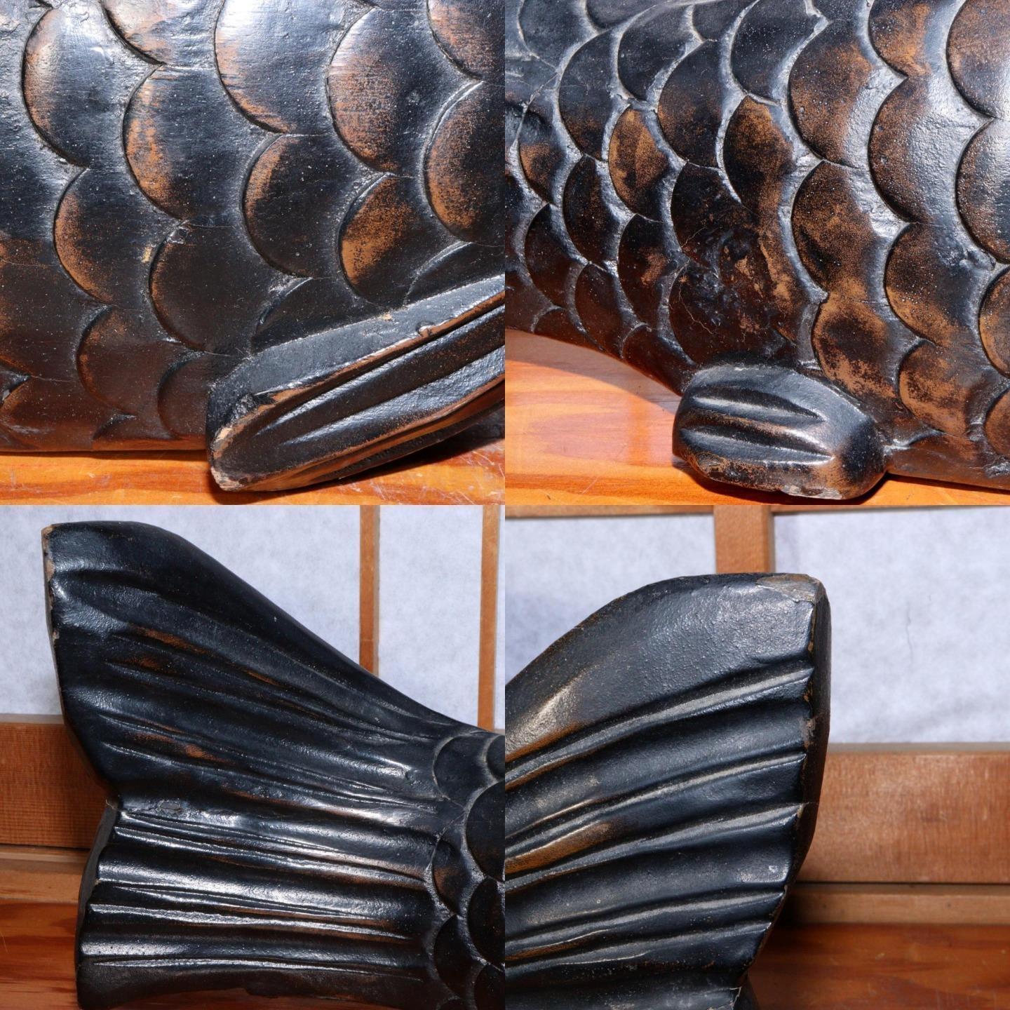 Japanese wooden Jizai kagi carp Carved Irori Fireplace JZI103