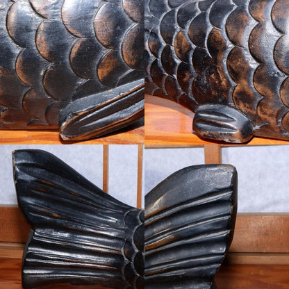 Japanese wooden Jizai kagi carp Carved Irori Fireplace JZI103