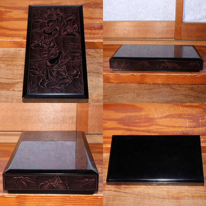 Japanese wooden Makie box suzuri Inkstone Tray Obon set WBX235