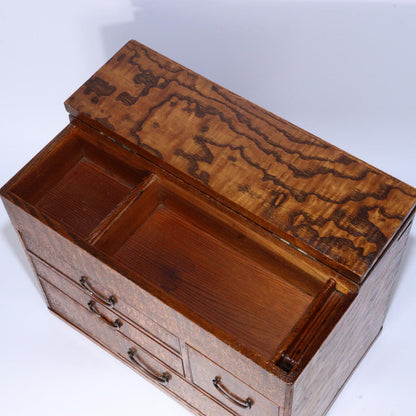 Japanese Wooden Sewing box Haribako Tansu Chest Accessory case WBX269