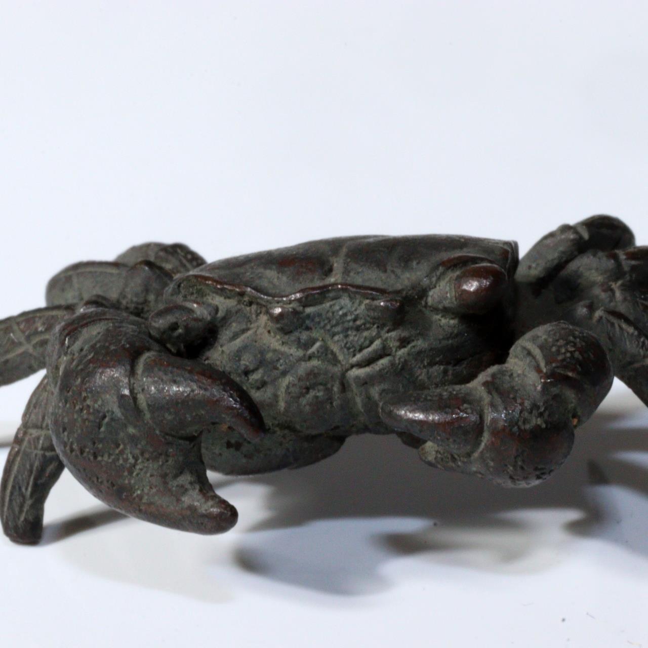 Japanese Antique Bronze Elaborate Crab Bonsai Bonkei Ornament okimono Suiseki