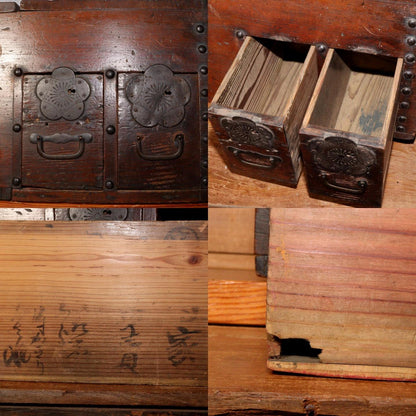 Japanese Antique wooden Money Box Zenibako Senryobako Tansu Chest drawer WBX221