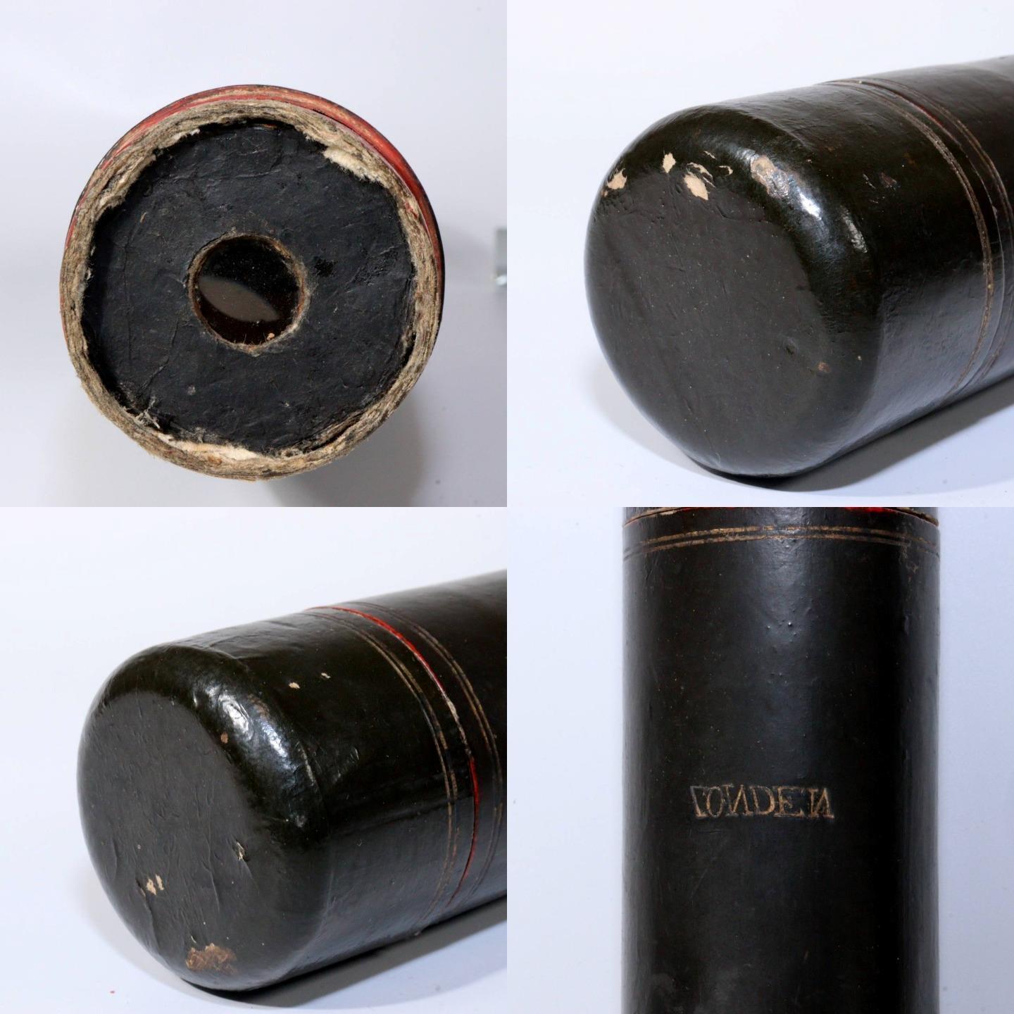 Japanese Antique Black lacquer Telescope Ikkanbari Spyglass Samurai Meiji VG358