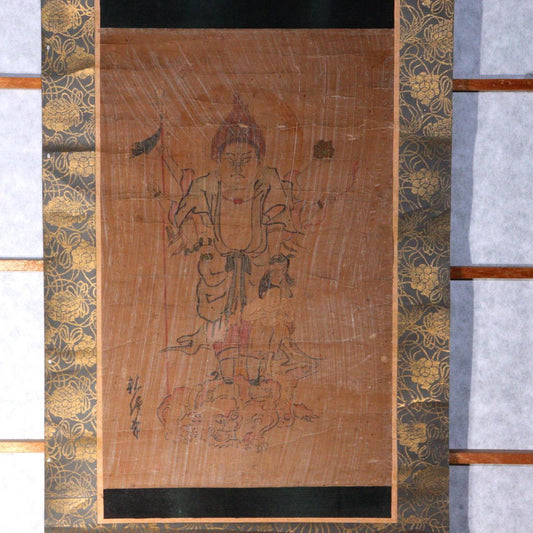 Japanese Kakejiku hanging scroll Emakimono Aizen Myo Esoteric Buddhism ASO359