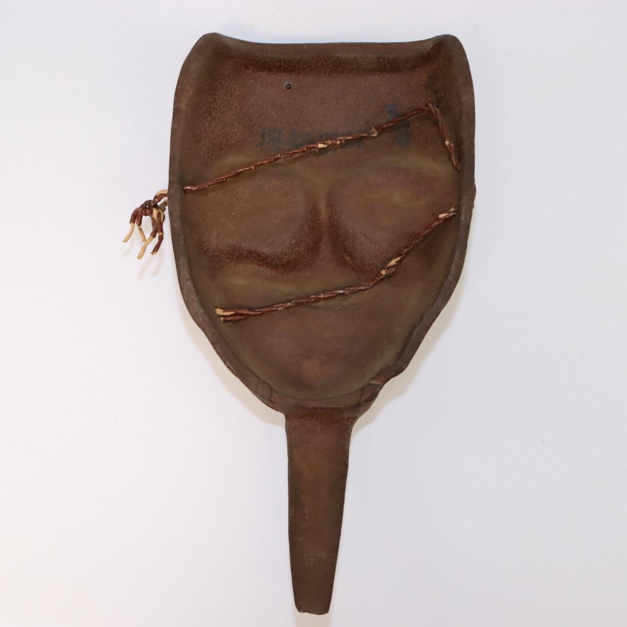 Japanese Iron Noh mask Okina signed MSK272