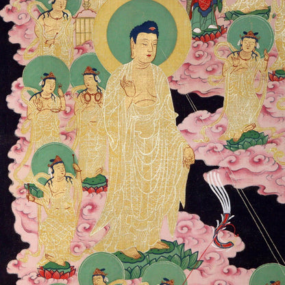 Japanese Kakejiku Nyorai Raigō-zu Hanging scroll Amitabha Buddha art ASO334