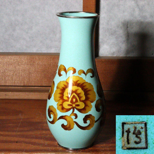 Hiroaki Ota Japanese cloisonne enamel sippou vase signed PV229