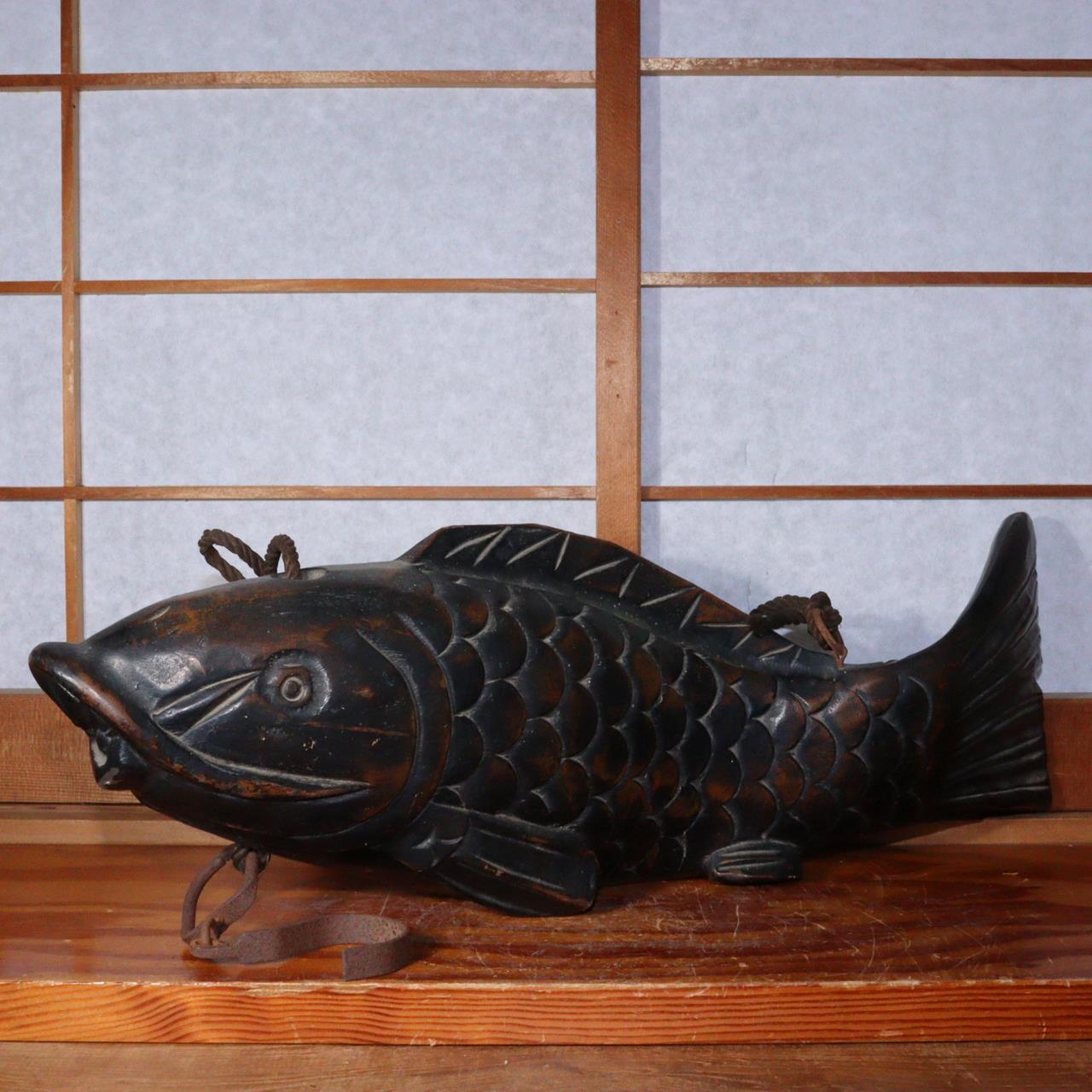 Japanese wooden Jizai kagi carp Carved Irori Fireplace JZI103