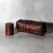Japanese Vintage Antique Mingei Bamboo Basket & Ikkanbari-style Tea Caddy Set0