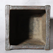 Japanese Meiji -Taisho Bronze Square Vase by Tsuda Shinzui — Mokume Texture5