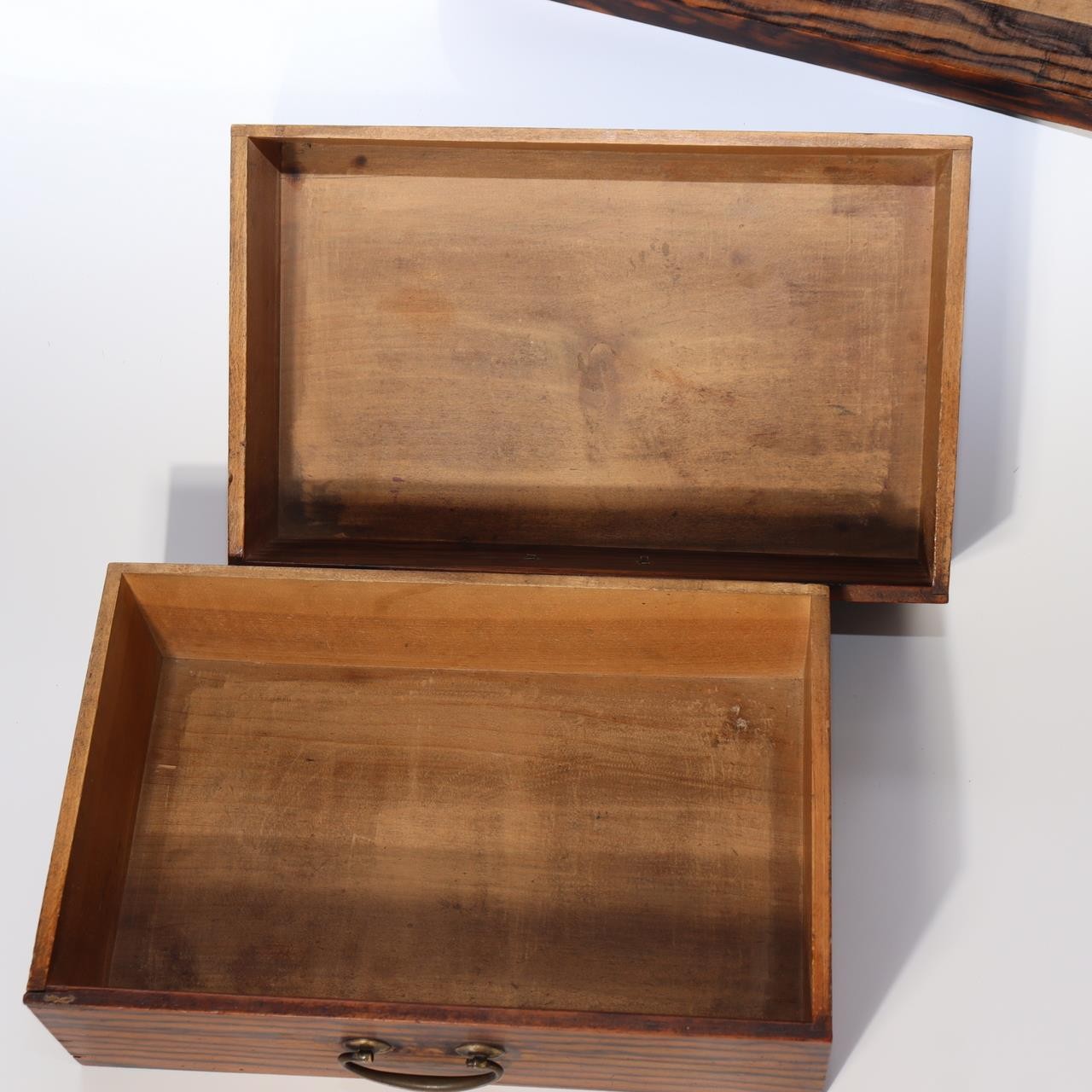 Vintage Japanese Small Cabinet Drawer Kurogaki Black Persimmon Style Wood Box6