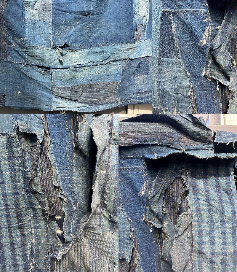 Authentic Antique Japanese Boro Textile - Indigo Patched Sashiko Cotton4