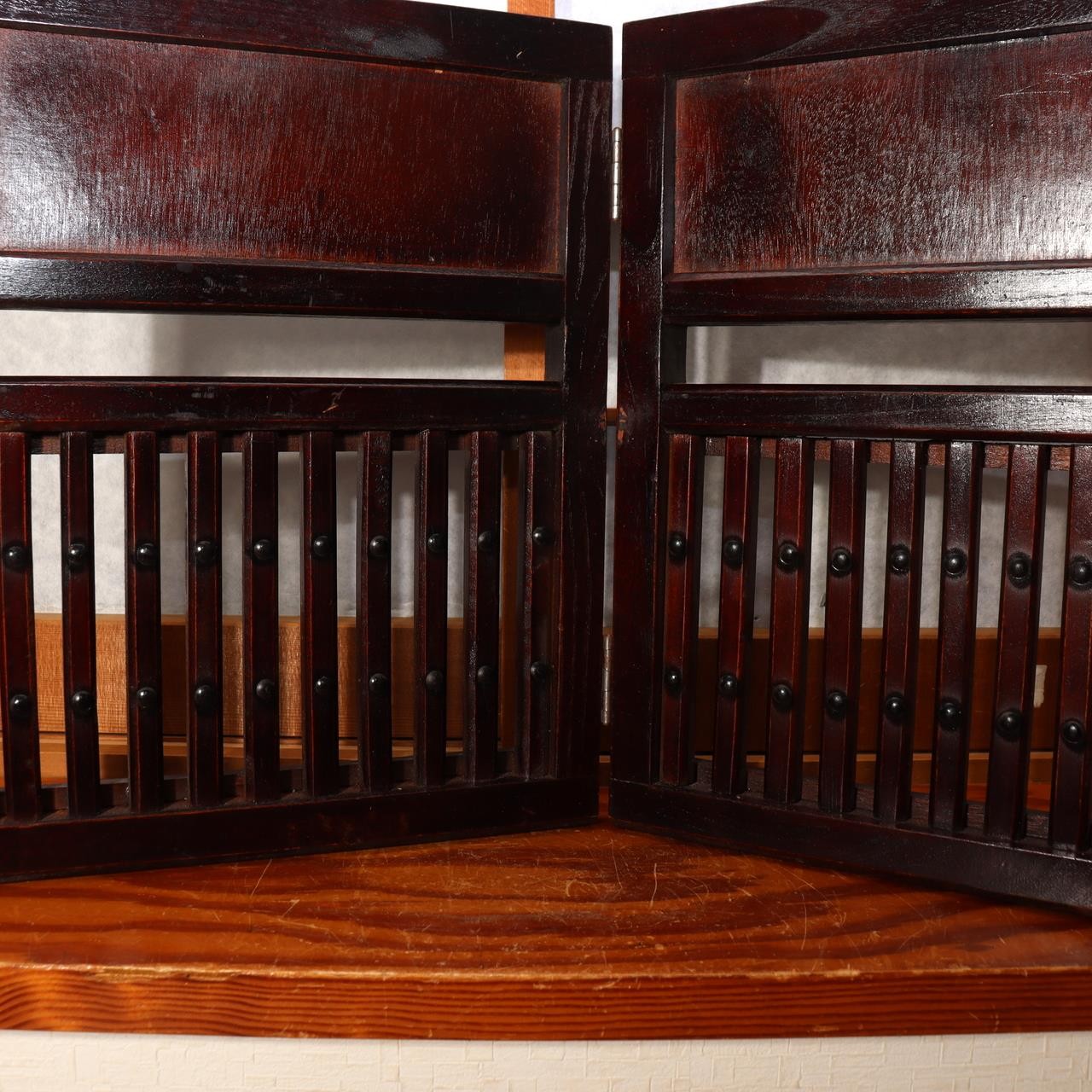 Antique Japanese Wooden Screen Tsuitate Byobu Folding Lattice Partition WO50413