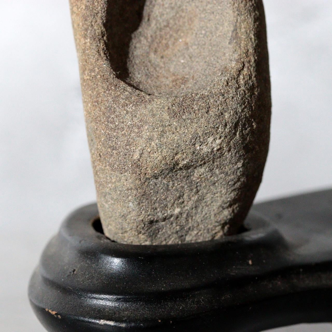 Japanese Hokkaido Daruma Suiseki Viewing Stone with Wooden Daiza Base6