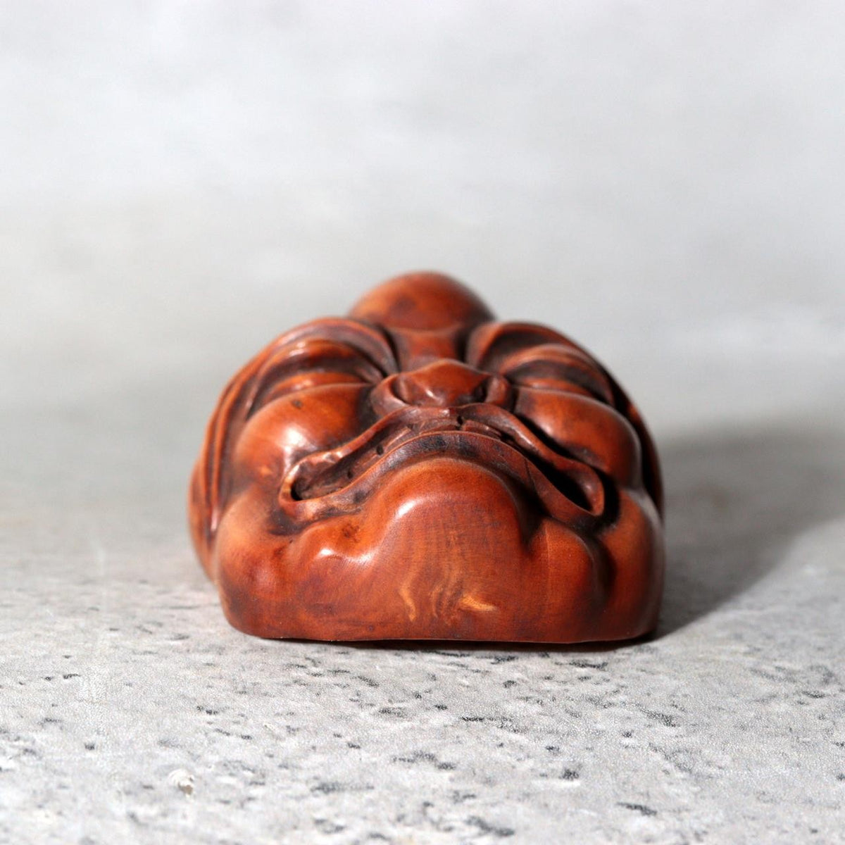 Japanese Carved Boxwood Mask Netsuke Buaku Kyogen Signed Jiro NW27210